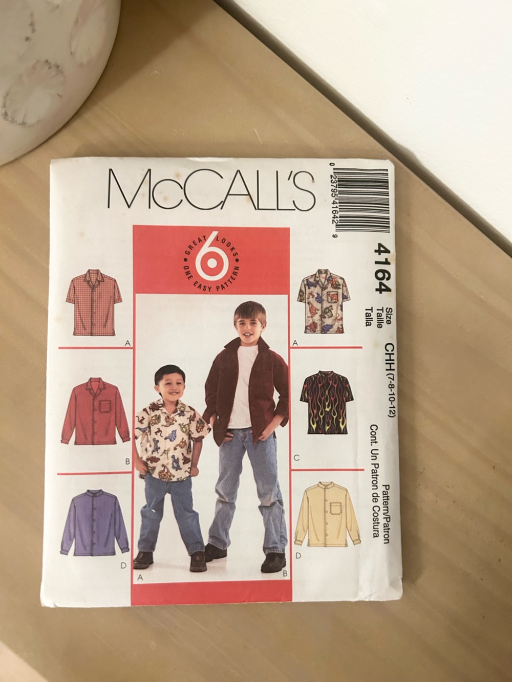 McCall’s 4164 Boys’ Children’s Easy Shirt Sewing Pattern Sizes 7–12